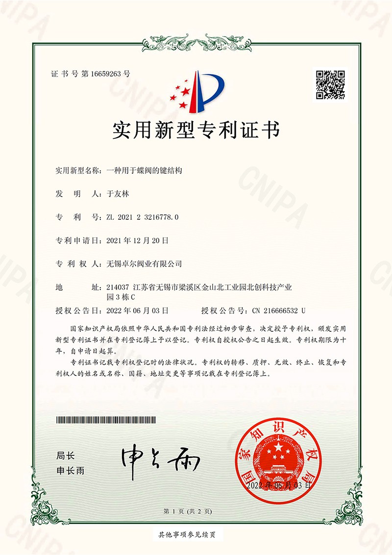 一種用于蝶閥的鍵結(jié)構(gòu)2022